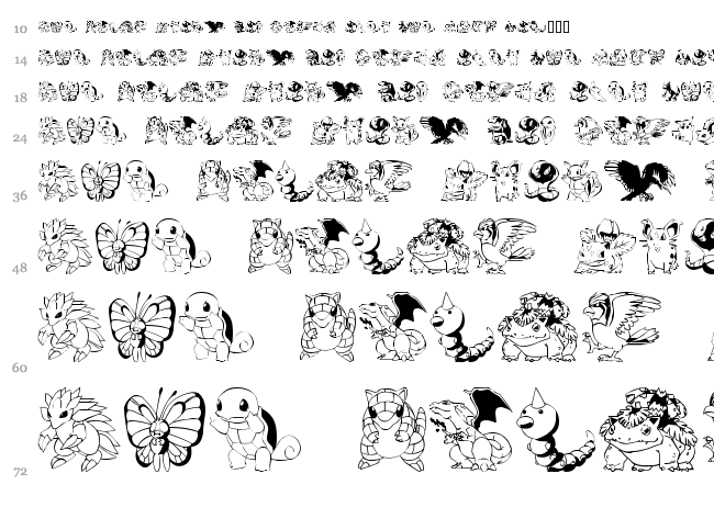 Pokemon Kiddy Ding font waterfall